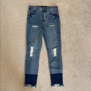 Black Label Blue Skinny Jeans with Distressed Details